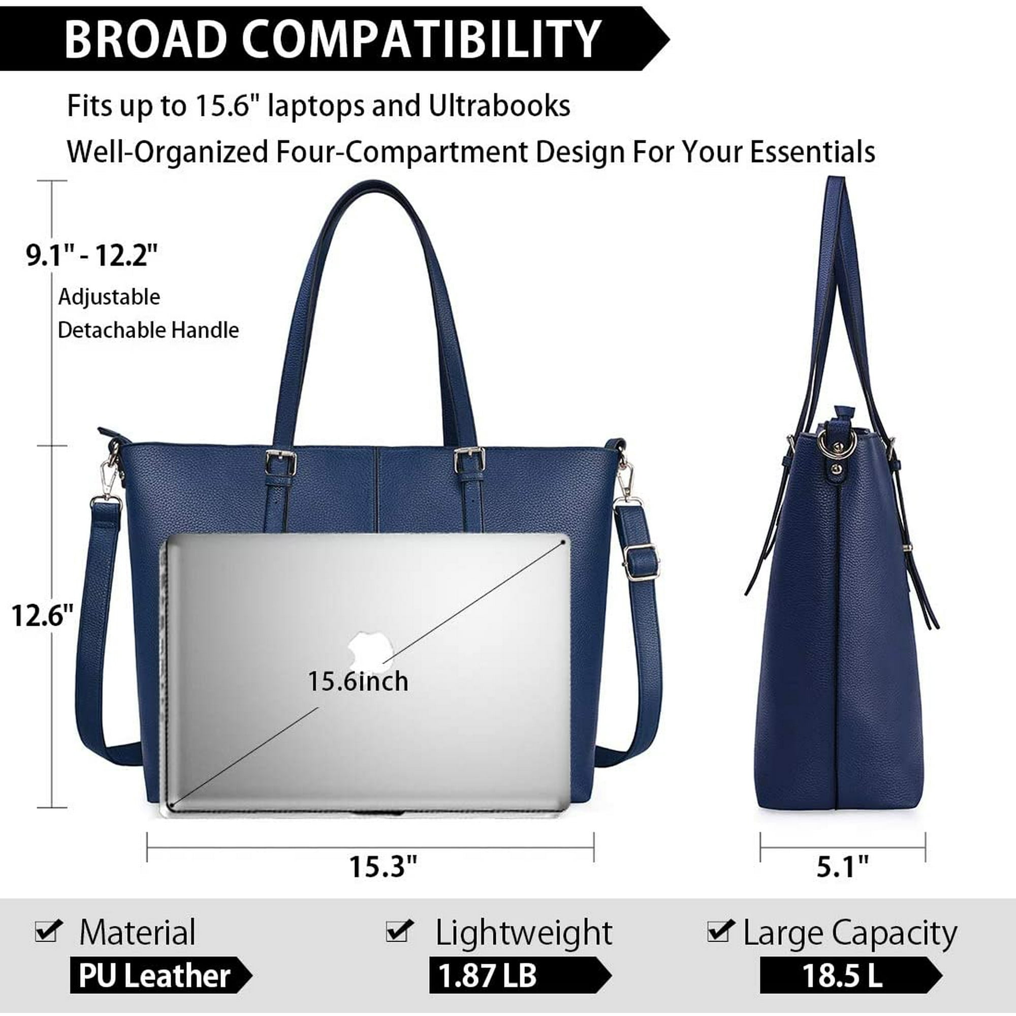 Women Laptop Tote Bag for Work Canvas Handbag Purse Shoulder Bag Lightweight Canvas Laptop Bag for 15.6 Inch